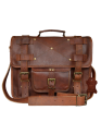 Men's Genuine Leather Brown Briefcase Laptop Crossbody Office Bag